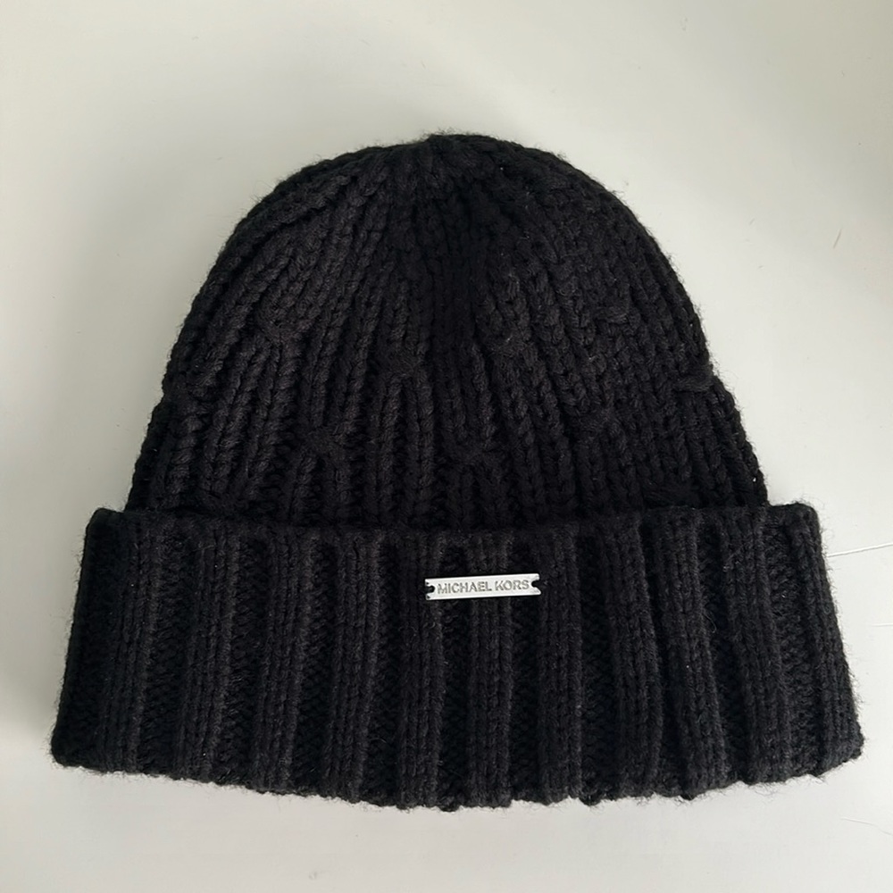 Michael Kors Cable Knit Black Beanie Hat